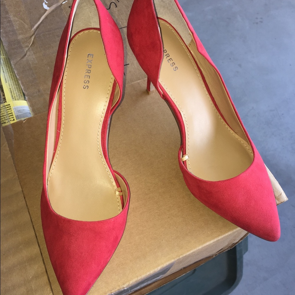 Brand new red suede pumps